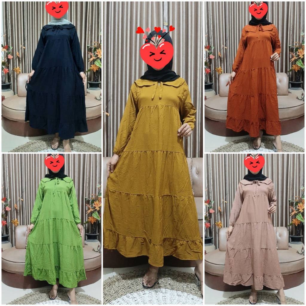 BEST SELLER GAMIS SUSUN JUMBO TERBARU 2022 RAYON RAMPEL LONG DRESS MIDI DASTER JUMBO LD 120 MOTIF BAJU MUSLIM KEKINIAN