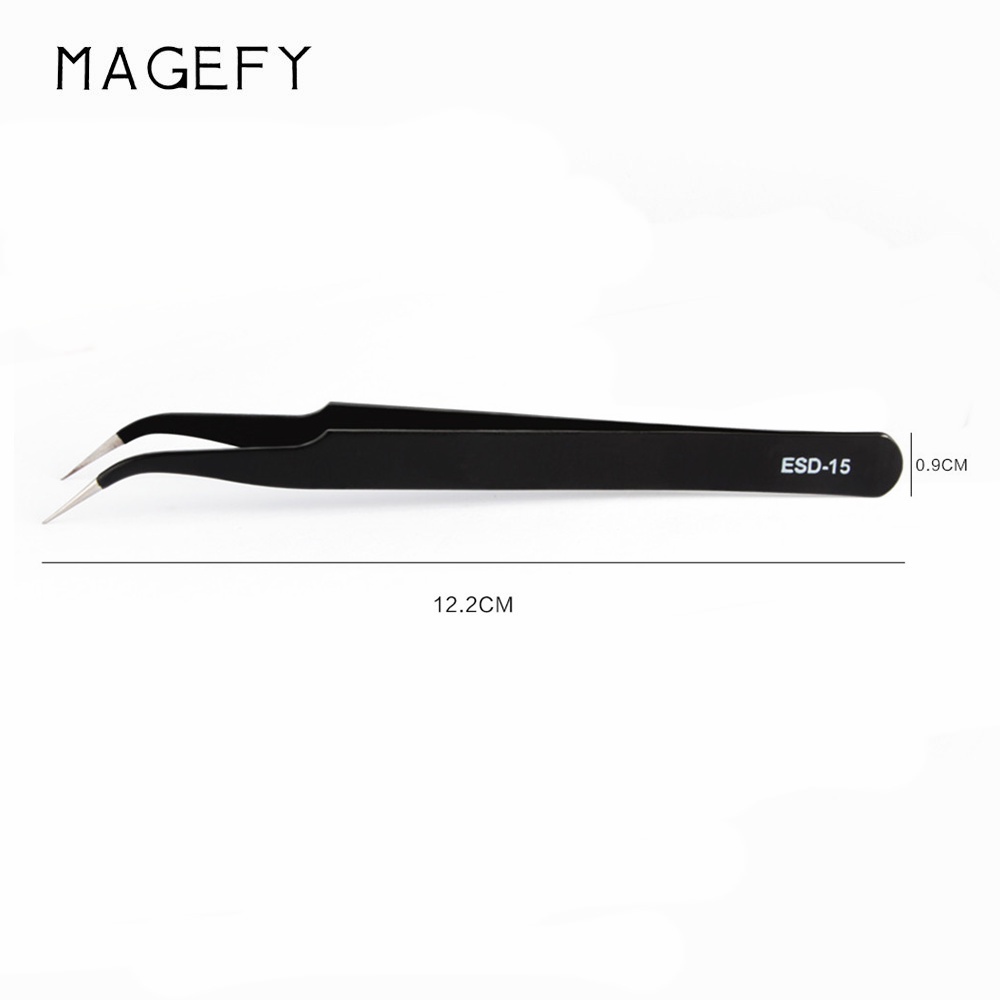 MAGEFY Pinset Bulu Mata Palsu Alat Rias Penjepit Bulu Mata Stainless Steel 5581