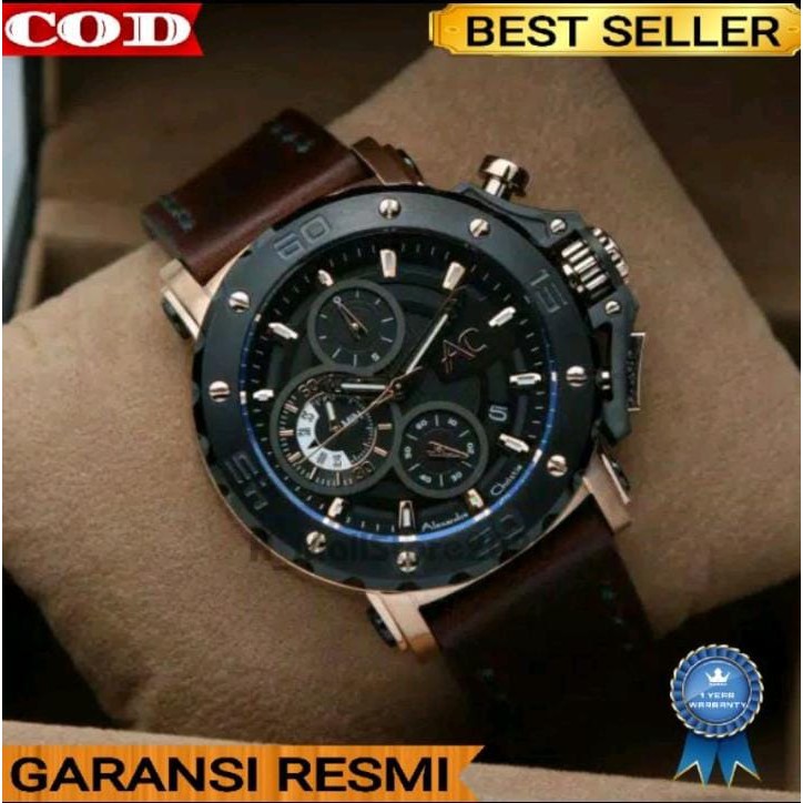 ALEXANDRE CHRISTIE AC 9205 BLACK ROSEGOLD KULIT PRIA ORIGINAL GARANSI 1 TAHUN 5.0