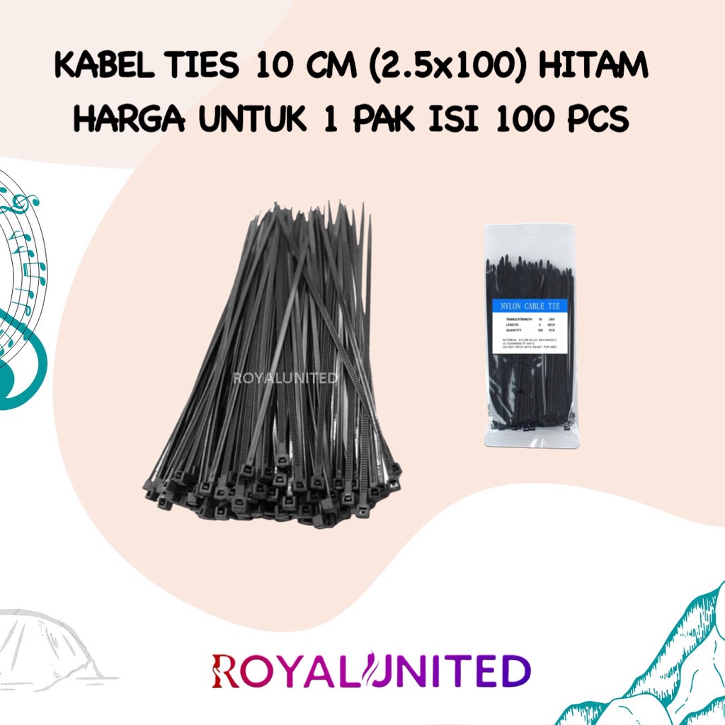 Cable Ties Kabel Ties Kabel Tis 10cm 15cm 20cm 30cm Hitam Isi 100 pcs Pengikat Kabel - Hitam