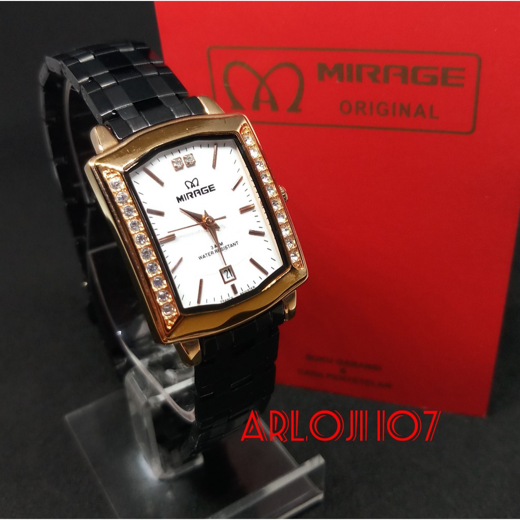 JAM TANGAN MIRAGE WANITA MA 7442 BSP-L BLACK ROSE GOLD WHITE ORIGINAL