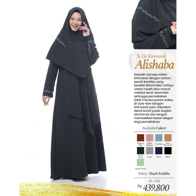 Gamis Rabbani - khimarab alishaba - stelan gamis & kerudung - busana muslim wanita - gamis undangan