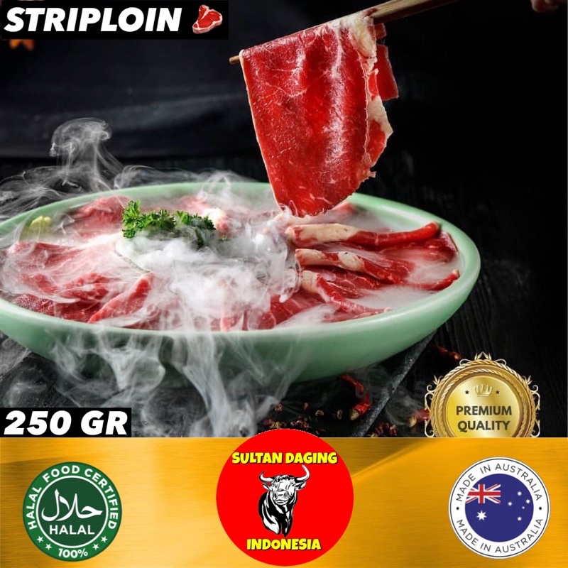 

BEEF SLICE SHABU SHABU STRIPLOIN 250 GRAM IMPORT DARI AUSTRALIA/ BEEF SLICE GRILL/ LOW FAT BEEF SLICE/ STRIPLOIN SLICE BEEF