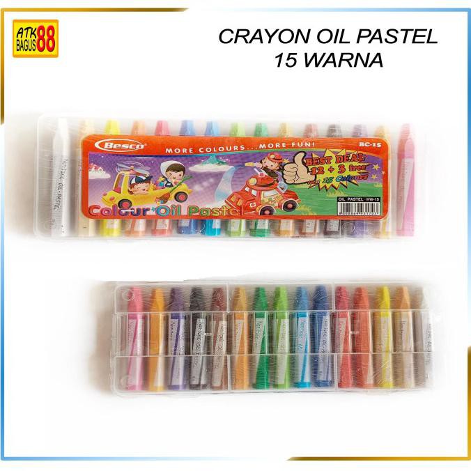 

Promo Awal tahun Crayon Murah 15 Warna / Oil Pastel / Krayon Set Karakter - Besco Big Sale