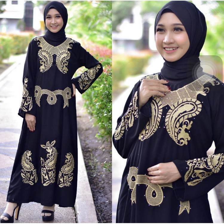 Abaya Bordir Jamilah By Nda_Ho store Bahan Jatblack Bordir Saudi