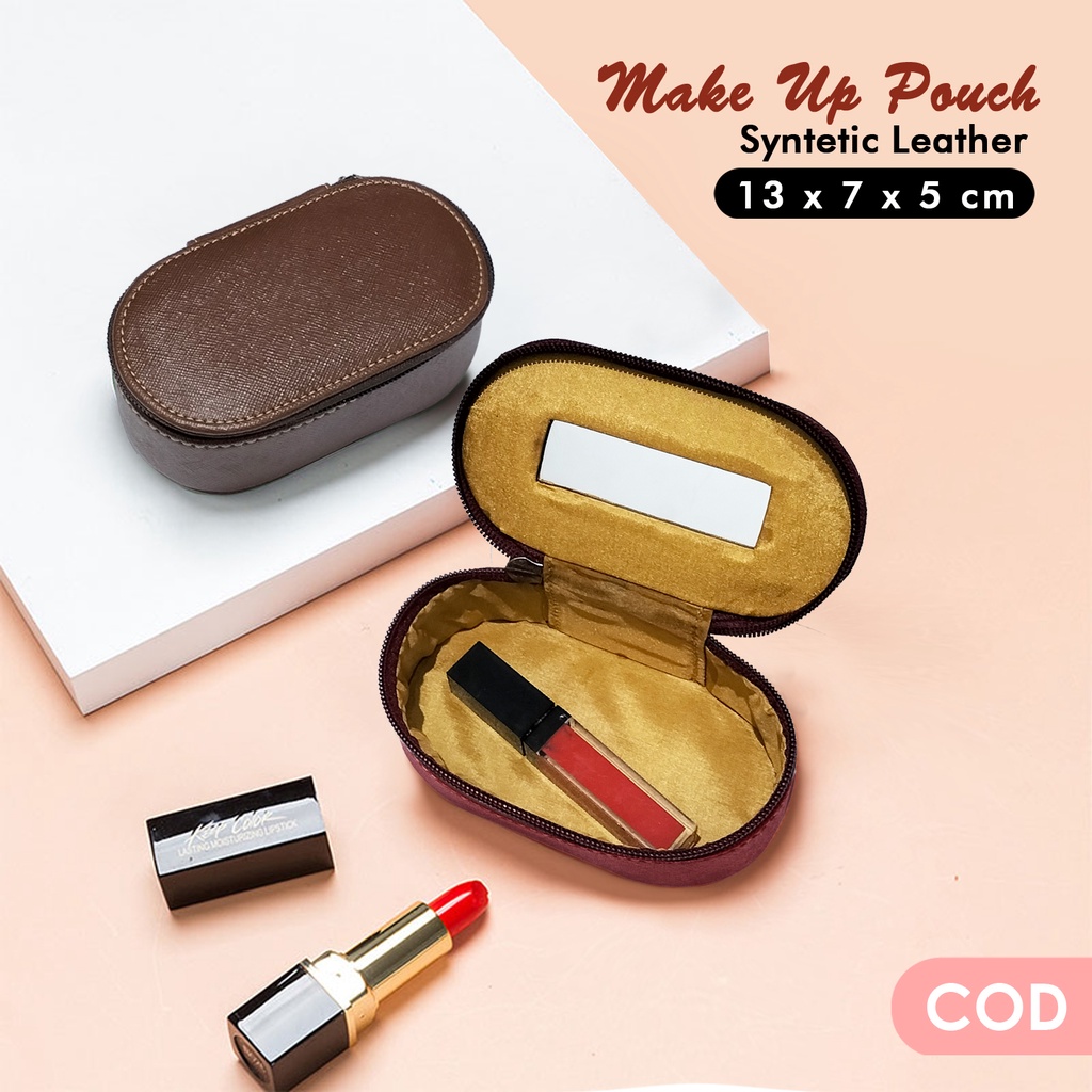 Pouch makeup mini polos pouch mini wanita kulit sintetis lucu mini pouch terbaru