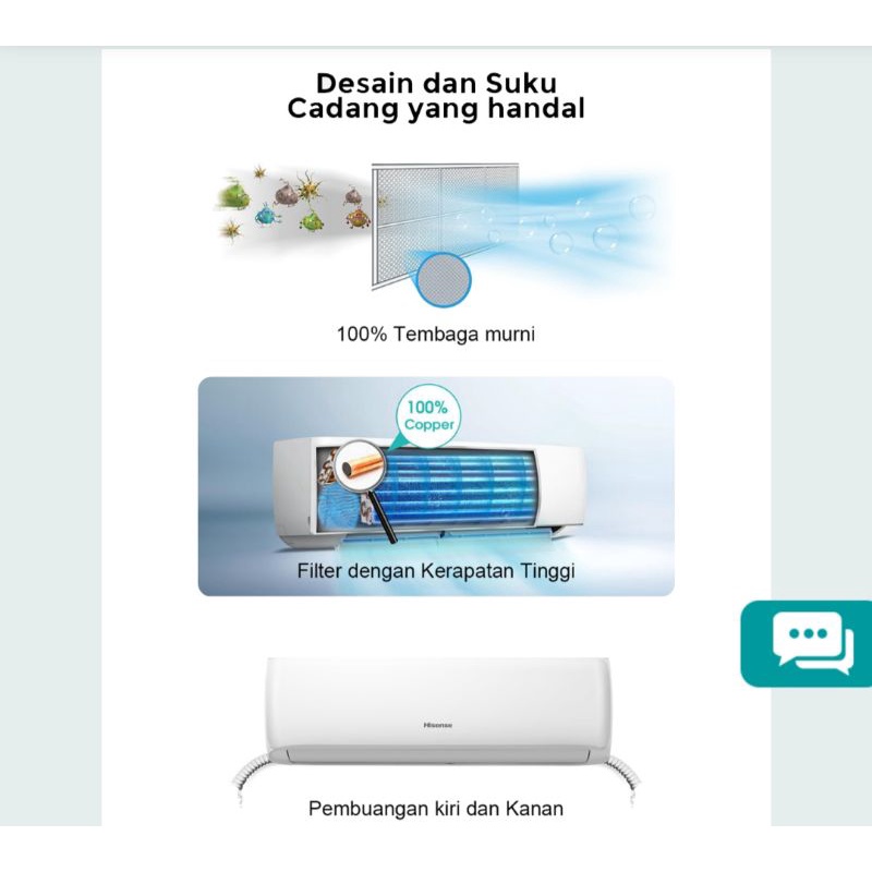 AC HISENSE 2 PK AN18CDG HEMAT ENERGI LOW VOLTAGE + INSTALASI PEMASANGAN