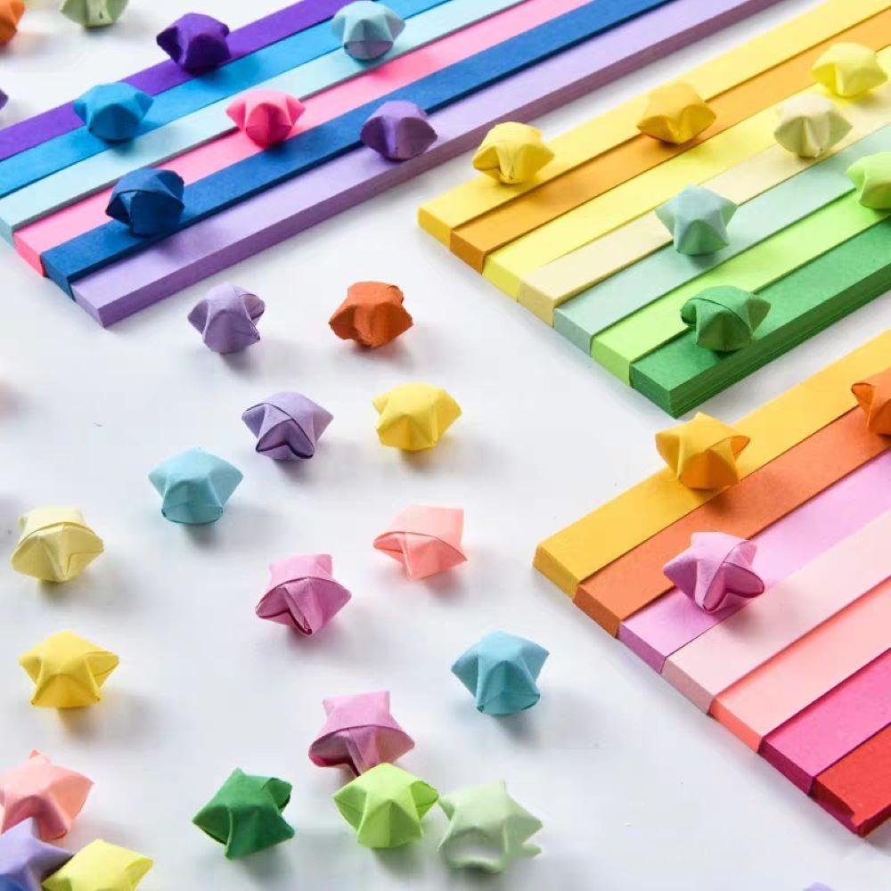 【 ELEGANT 】 Origami Paper Gift Simple Pattern Lucky Star Quilling DIY Sided Paper Strip