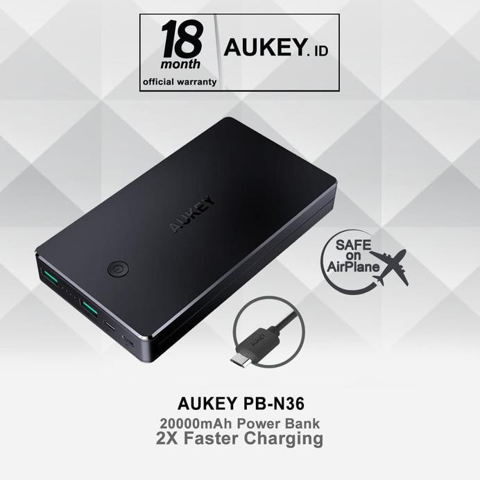 DISKON AUKEY PB-N36 20000MAH POWER BANK  WITH LIGHTNING INPUT NEW