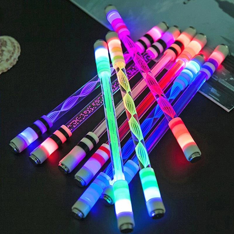 1pc Pen Putar LED Luminous Flexible Bahan Akrilik Untuk Anak / Pelajar