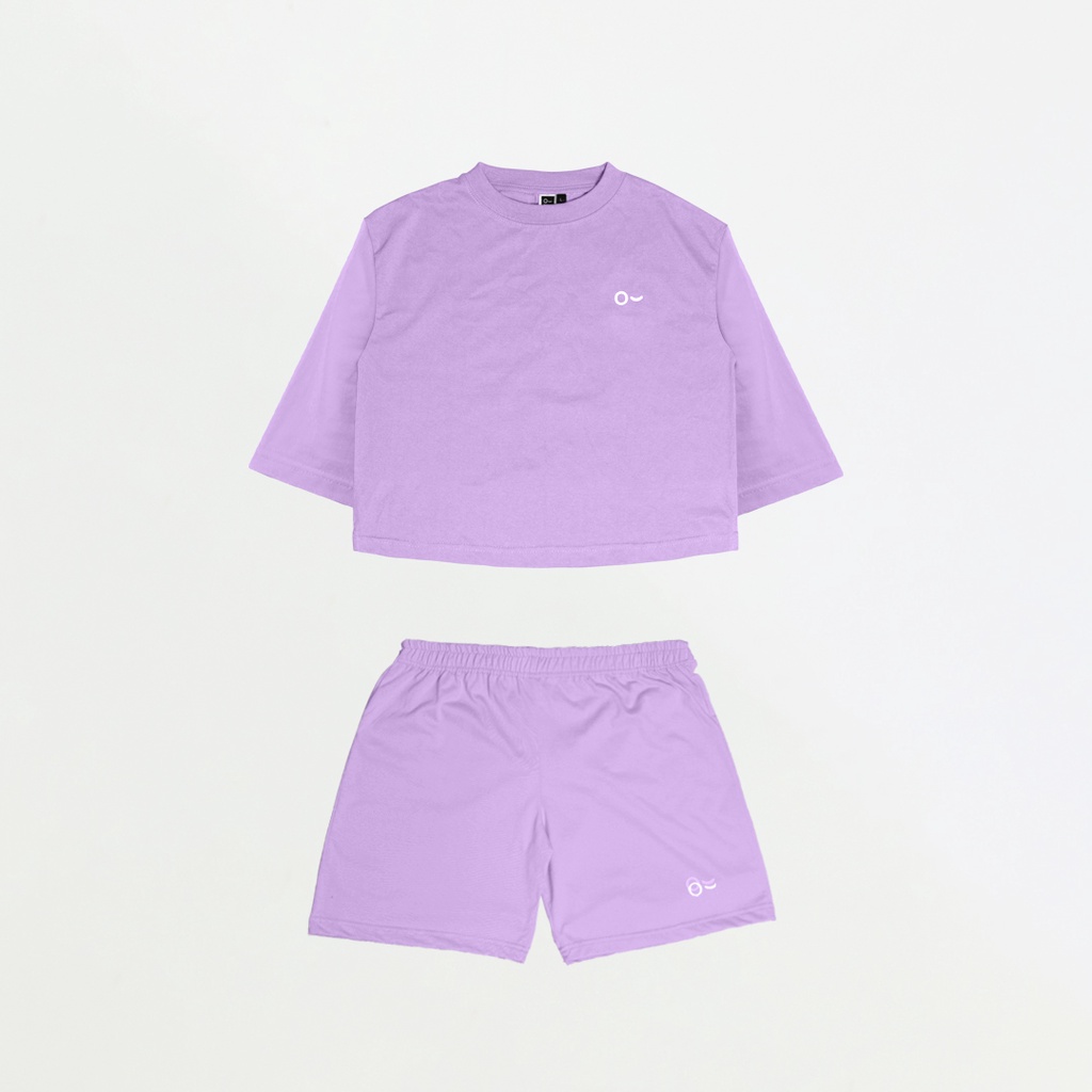 JOHNJILL - Kaos Oversize Croptop &amp; Short Pants - Basic Set