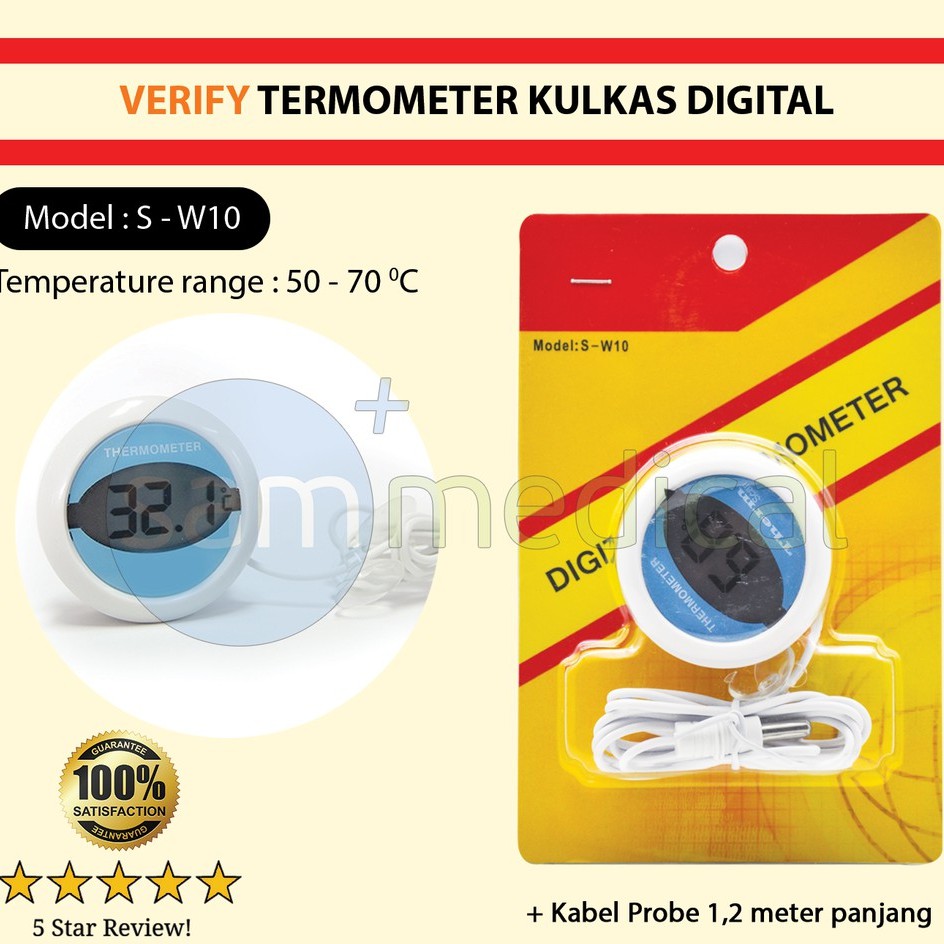 Verify Thermometer Kulkas Digital + kabel probe 1.2 meter panjang