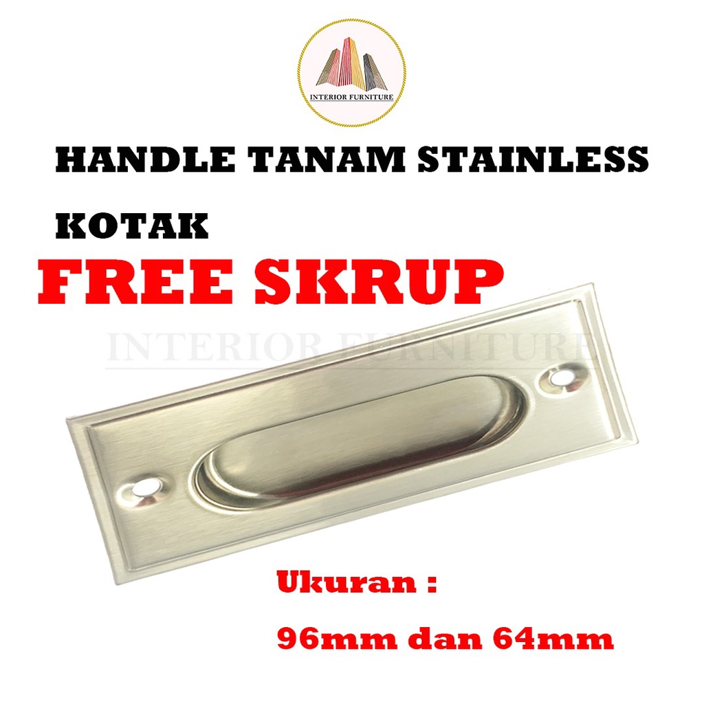 Handle Pintu Tanam sleding sliding Dorong Geser Mekar oval kotak Stainless Steel