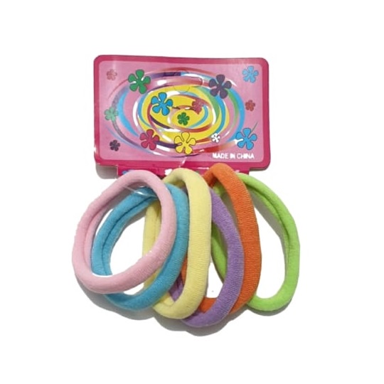 [6pcs] Ikat Rambut KOREA DONAT LARGE JUMBO / Karet Rambut / Gelang Rambut / Tiki-IRK KAIN-6pcsPASTEL