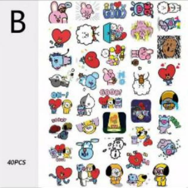 BTS BT21 Sticker isi 40 Anti Air Stiker Line Handphone HP Koper S006