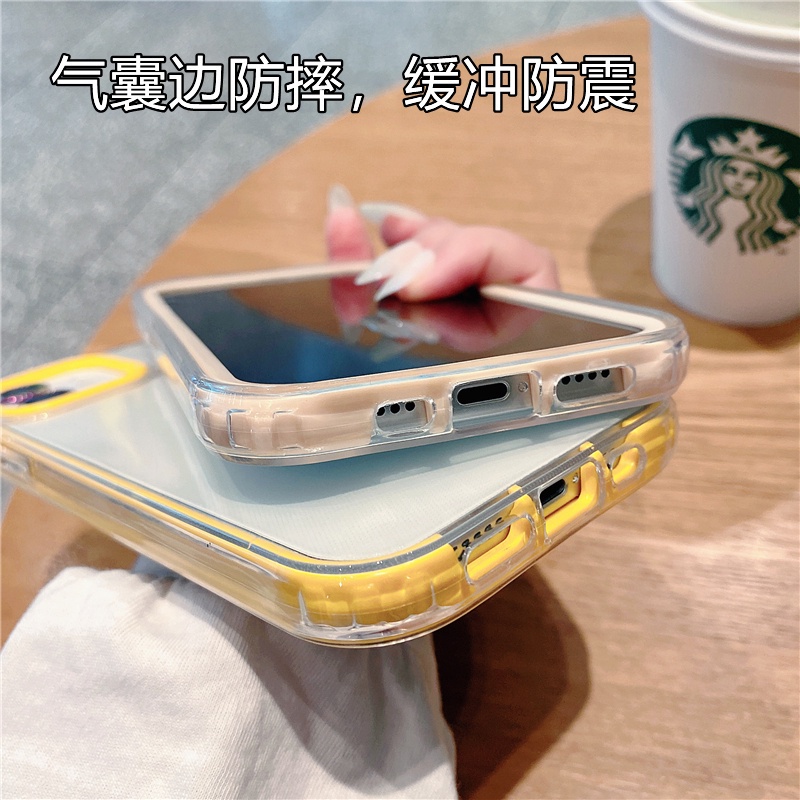 Transparent 3 in 1 Soft Phone Case Compatible for iPhone 13 12 11 Pro Max 12 Mini XR XS Max X 7 8 Plus Shockproof Silicone Candy Color Back Cover