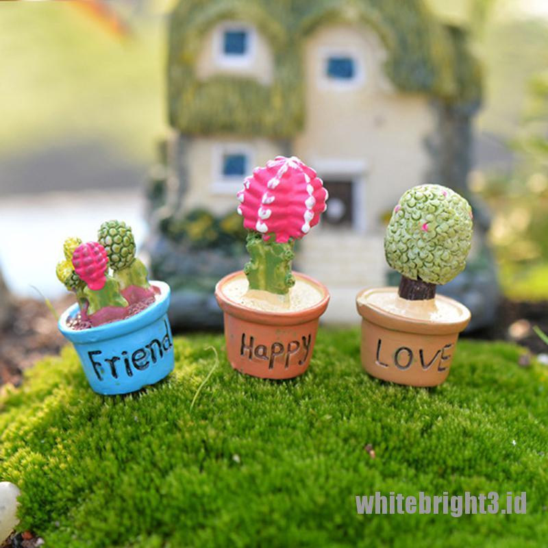 (white3) Miniatur Kaktus Untuk Dekorasi Taman Minifairy Garden DIY