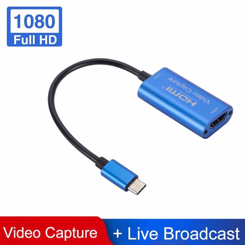 Agustina Video Capture Card Video Game Grabber Record HD 1080P Permainan Rekam Video Grabber Siaran Live Streaming Game Recorder Type-C Video Capture Card