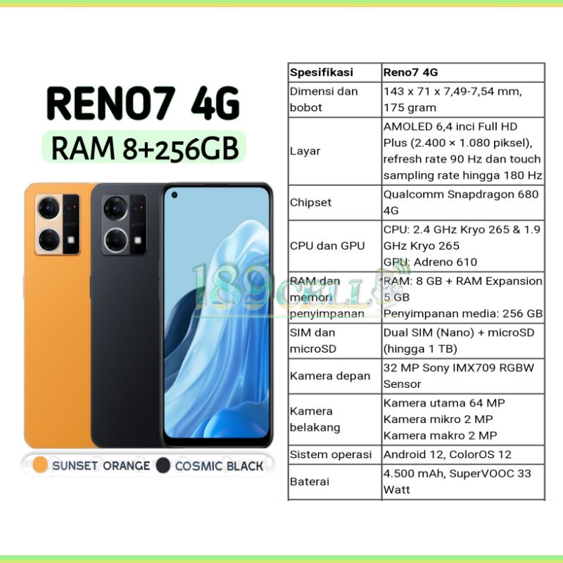 OPPO RENO 7 RENO 8 5G 4G 8/256 | RENO7 7Z 5G 8/128 | Reno8T 4G Reno 8T 8/256 | A78 5G 8/128 GARANSI RESMI OPPO INDONESIA