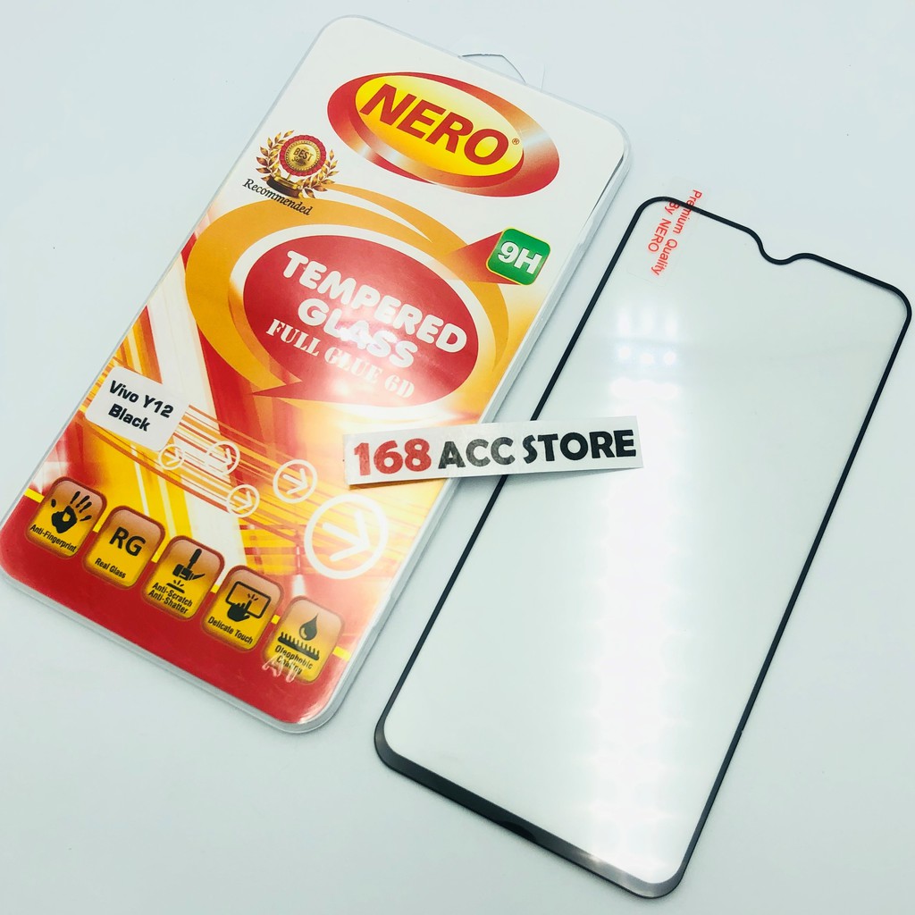 TEMPERED GLASS FULL GLUE VIVO Y12 / SCREEN GUARD VIVO Y12 FULL LEM