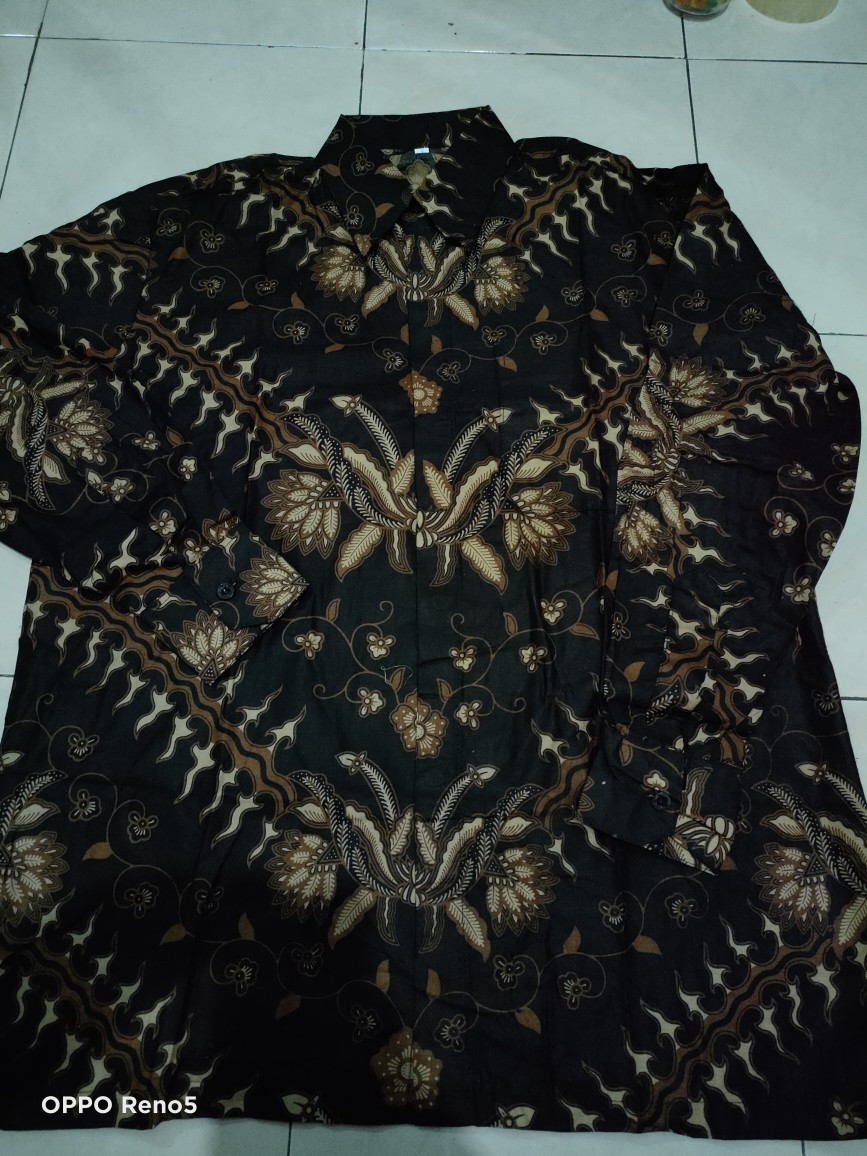 Batik Pria Lengan Panjang Batik Azmil Hrb026 Motif Keratonan Kode 002 Size M L Xl Xxl Reguler