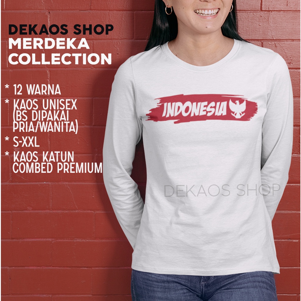 Tshirt Baju Kaos Distro Kemerdekaan Indonesia Garuda Lengan Panjang / Kaos Distro Pria Wanita