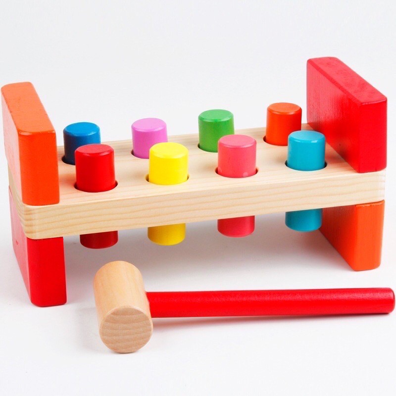 wooden hammer pounding bench - mainan pukul palu kayu - motoric toys