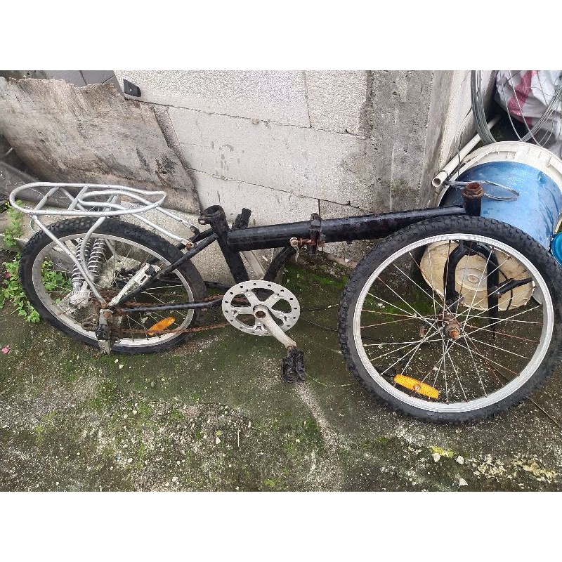 sepeda lipat bekas frame lurus repaint hitam jual apa adanya