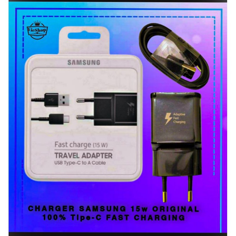 Charger Samsung 15W Original 100% Tipe-C Fast Charging / Charger Samsung S10 S9 S8 A50 A30 M30 M20