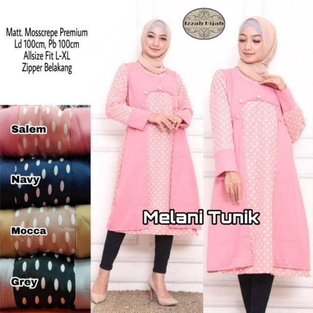 Melani tunik/tunik muslim/tunik polos kombinasi/tunik lebaran
