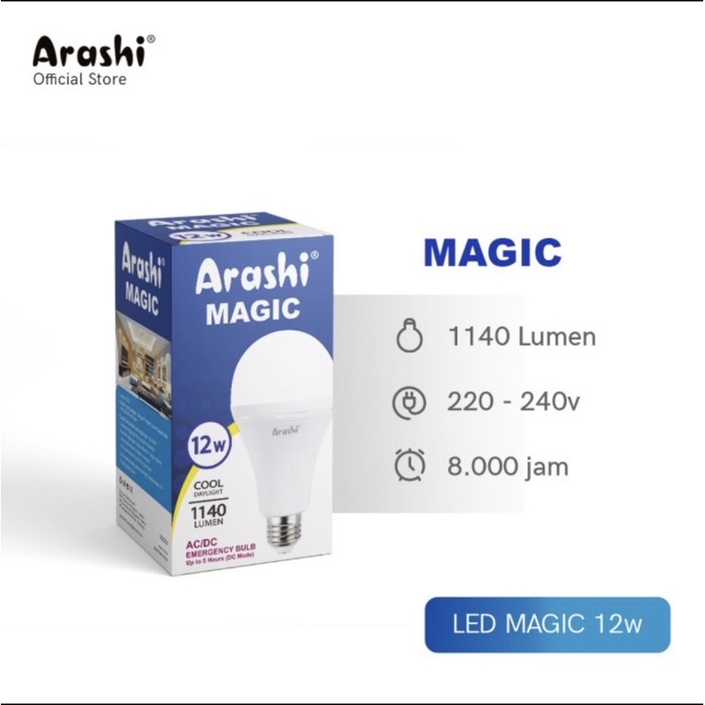 ARASHI LAMPU LED EMERGENCY DARURAT MAGIC 12 WATT 12W
