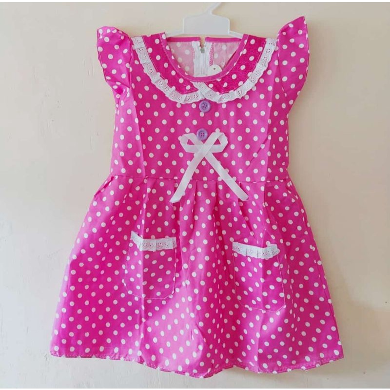 Dress anak 2 3 tahun polka saku dress katun anak cewek perempuan ( dress sailormoon POLKA )