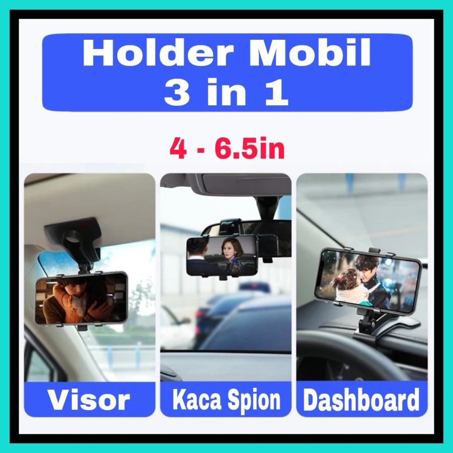 NA - Holder Jepit Kaca Spion Mobil 3in1 Dasboard Holder Mobil Visor D35