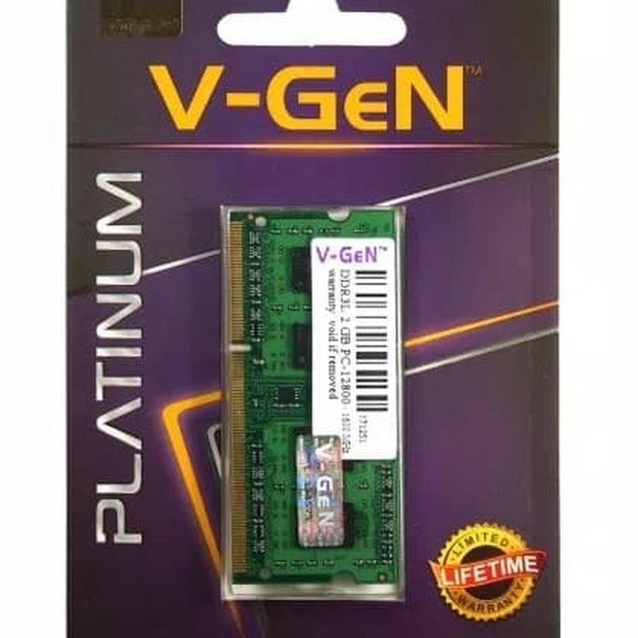 RAM DDR3 V-GEN 2GB PC-10600/12800 Memory Sodimm VGEN