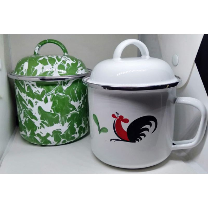 KEDAUNG/MUG GELAS CANGKIR ENAMEL /KUKURUYUK/BLURIK/JADUL DIAMETER 12Cm