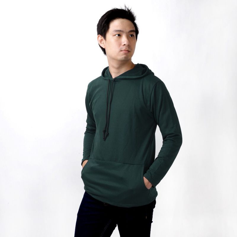 kaos Hoodie saku lengan panjang polos 2