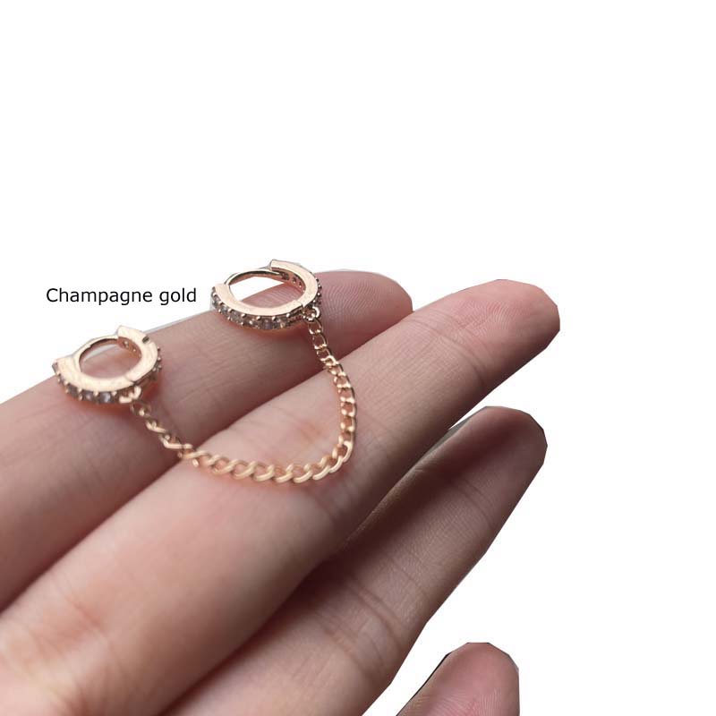 1 Piece Two Hole Piercing Earrings for Female Chain Earring Party Jewelry