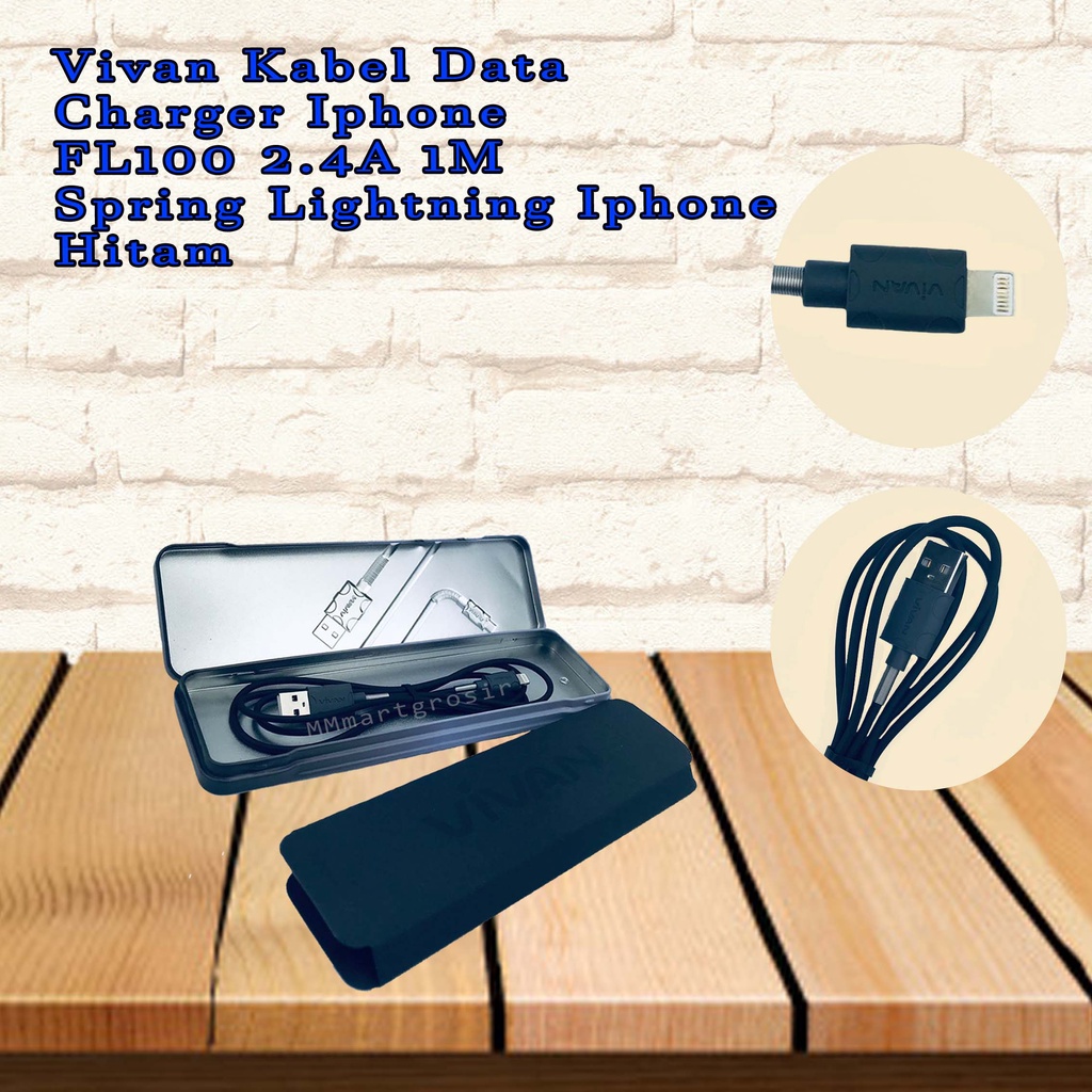 Vivan Kabel Data / Charger Iphone FL100 2.4A 1M / Spring Lightning iPhone / Hitam