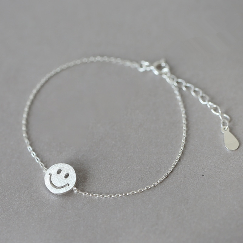 Gelang Kaki Perak Silver Anklets Fashion Jewelry Chain Smile Face Anklet for Women Girls Friend Foot Barefoot Leg Jewelry