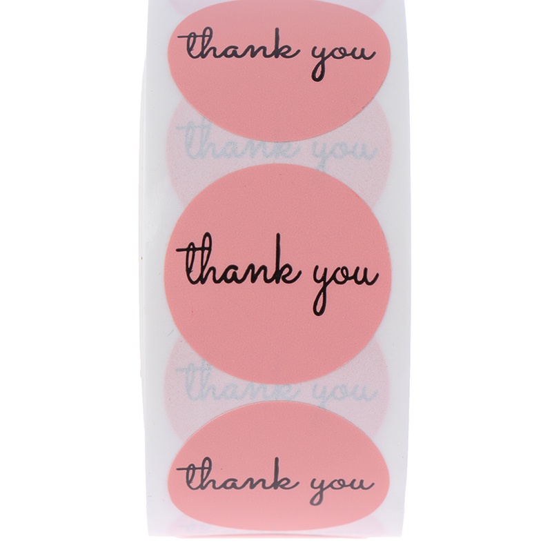 500pcs Stiker Tulisan Thank You Warna Pink Ukuran 1 Inch Untuk Festival