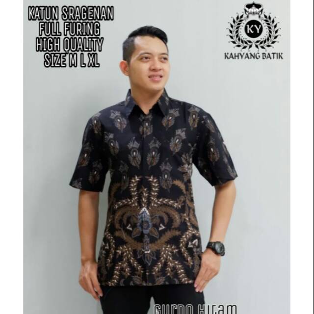 GURDO HITAM.Kemeja Batik Pria Modern
