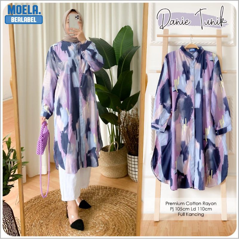Tunik tiedye full kancing / long tunik tiedye tunik jumbo / tunik lilac / Danie