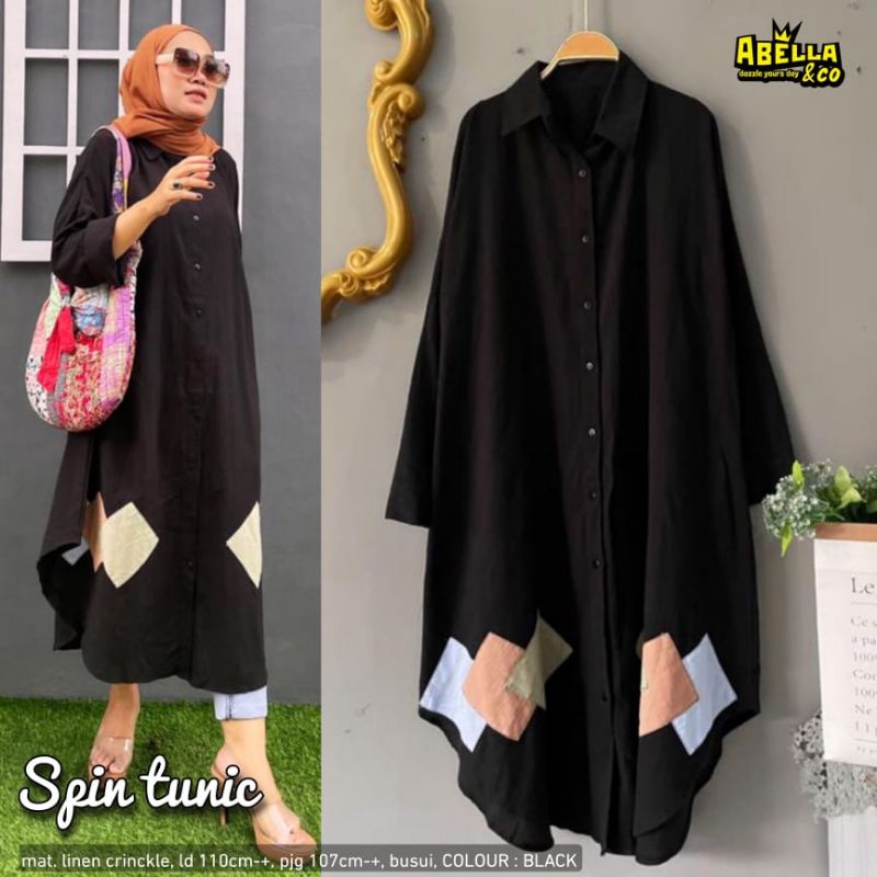 ATASAN WANITA SPIN LONG TUNIK LINEN CRINKLE