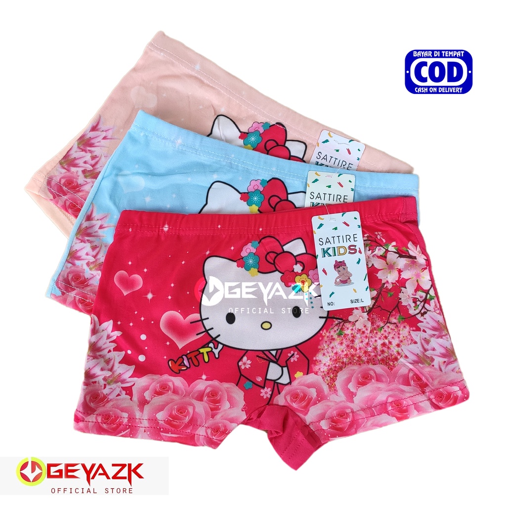 3 Pcs Celana Boxer Anak Perempuan Gambar Kartun Terlaris Super Lucu Celana Dalam Anak