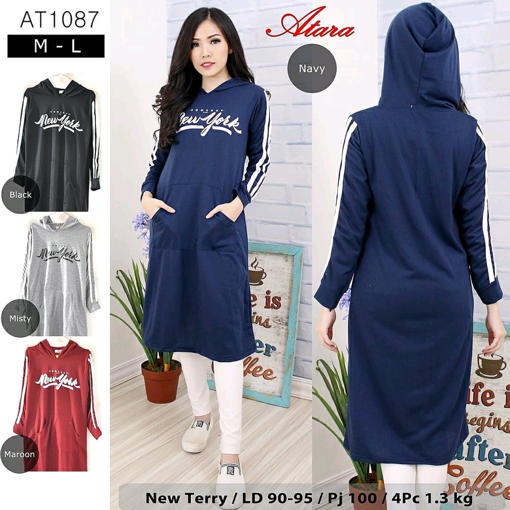 Lihat Detail tunik hoodie newterry atasan hoodie wanita Limited
