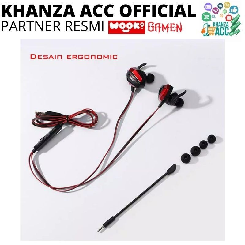 KHANZAACC Earphone Gamen GE100 Dual Microphone Virtual Stereo Surround Sound Inear Gaming Headset