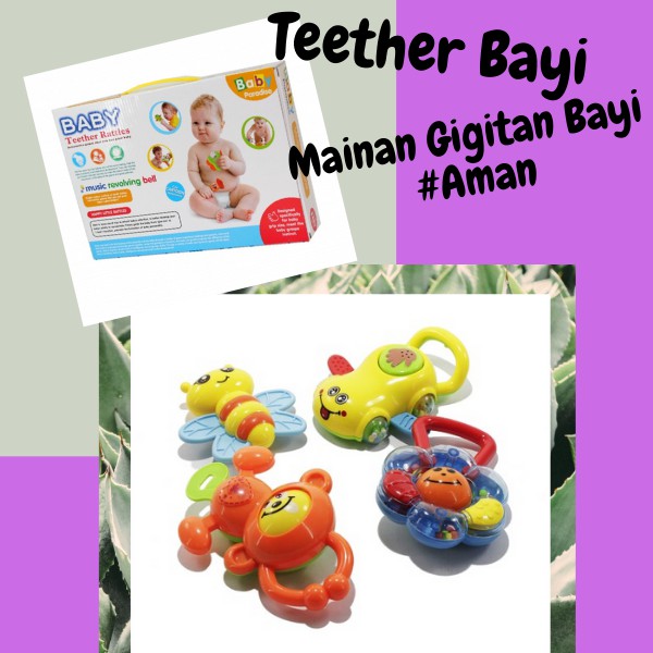 Mainan gigitan anak bayi teether theeter bayi laki laki cowok cewek cewe perempuan 2 3 4 5 6 7 bulan