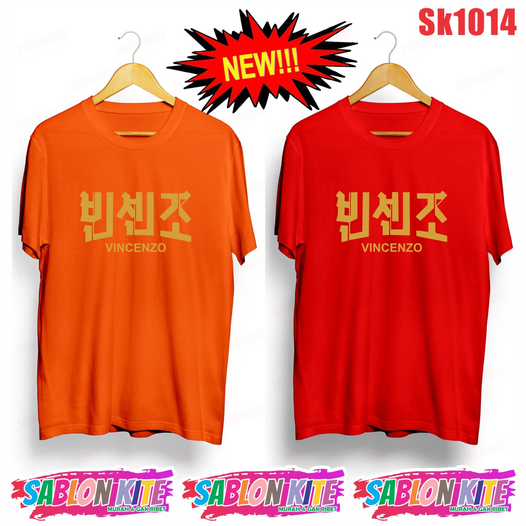 MURAH!!! KAOS DRAKOR TULISAN KOREA VINCENZO SK1014 ADA 8 WARNA UNISEX COMBED 30S