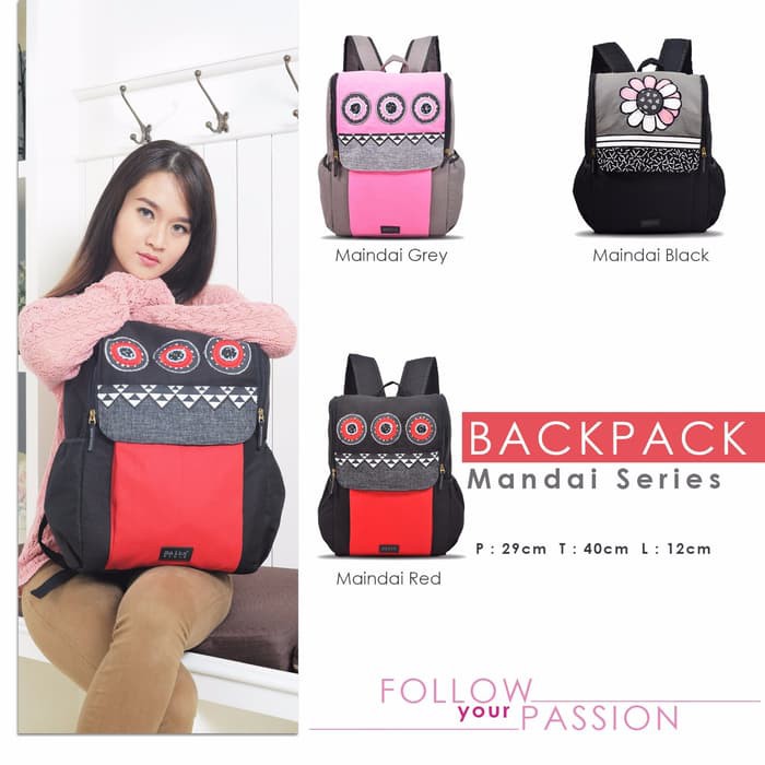 Tas Ransel Sekolah Tas Ransel Wanita Maika Backpack Mandai Series - Hitam