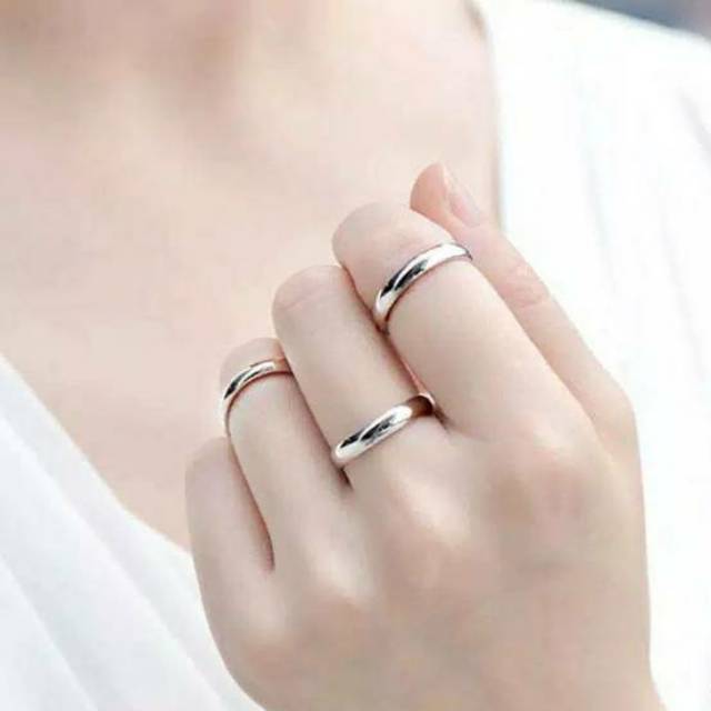 Cincin couple Titanium Stainless steel cembung kecil anti karat selamanya Fashion Ring pria wanita